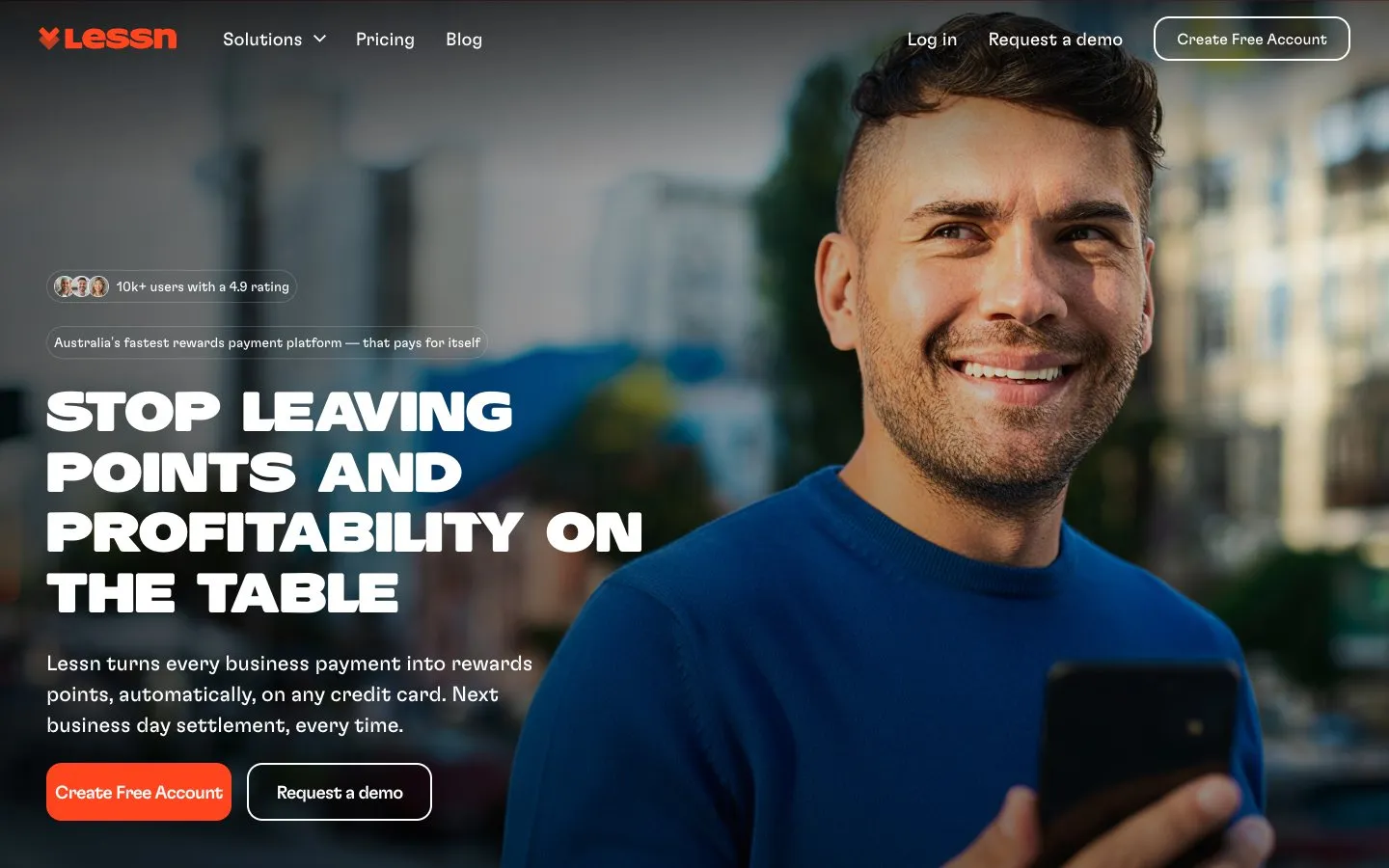 The Lessn homepage.