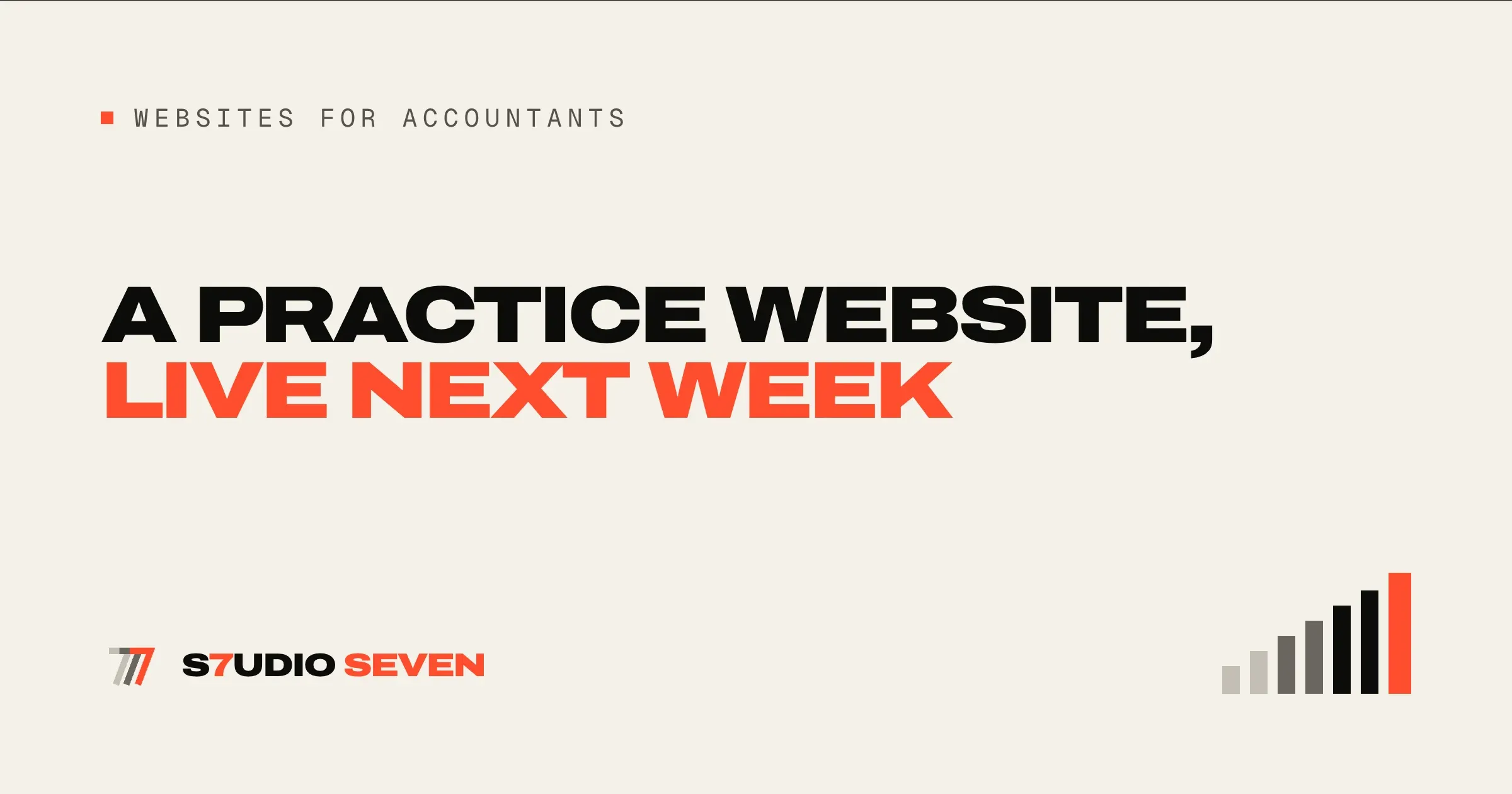 Share card on a light ground: Websites for accountants, a practice website, live next week.