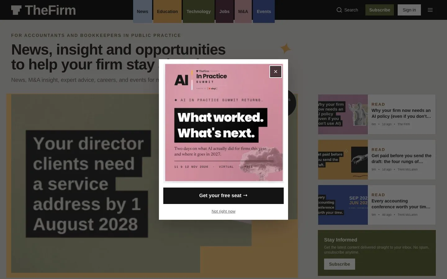 The The Firm homepage.